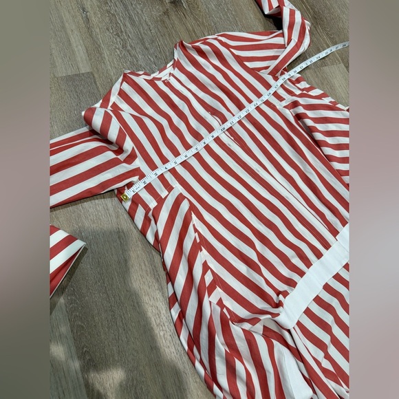Palmer / Harding Red and White Size 4 Striped Asimetrical Long Sleeve Blouse - Picture 10 of 13
